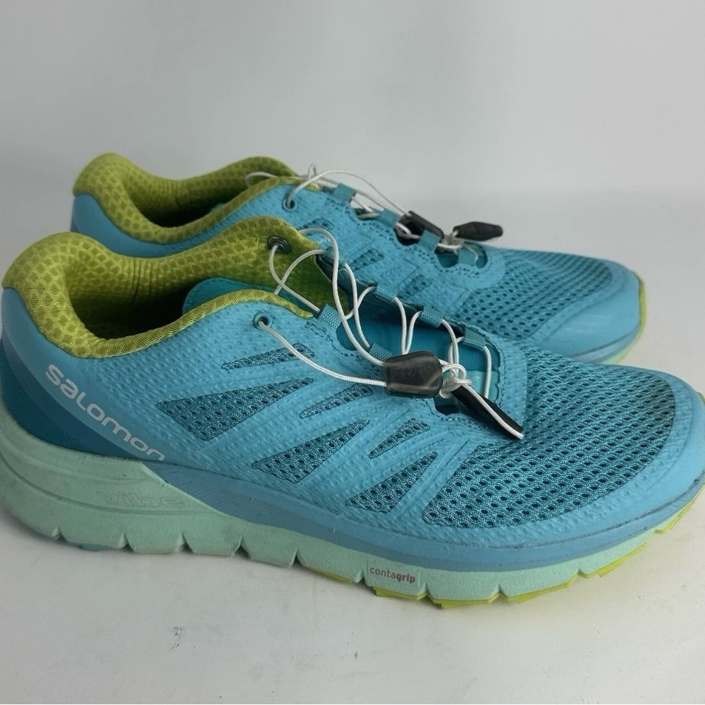 Salomon Women's Aqua and Lime Athletic Shoes